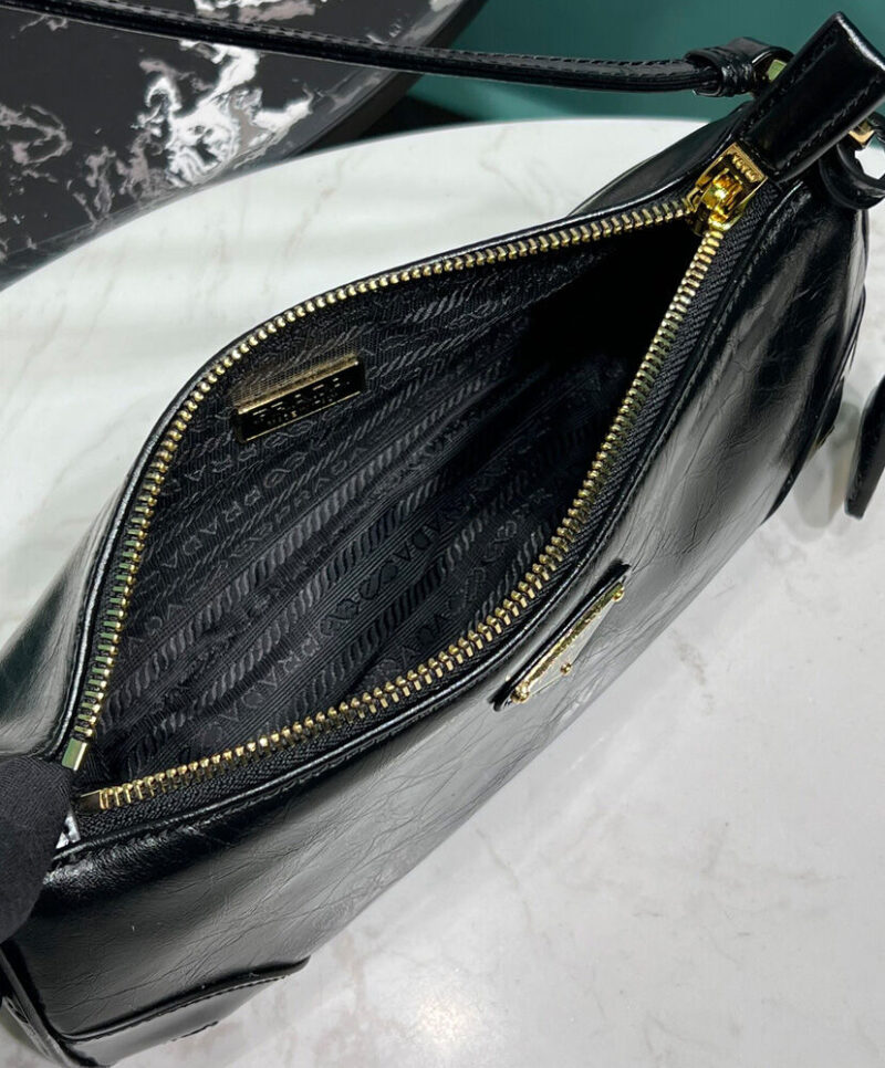 Prada Re-Edition 2002 Small Leather Shoulder Bag 1BC201 Black